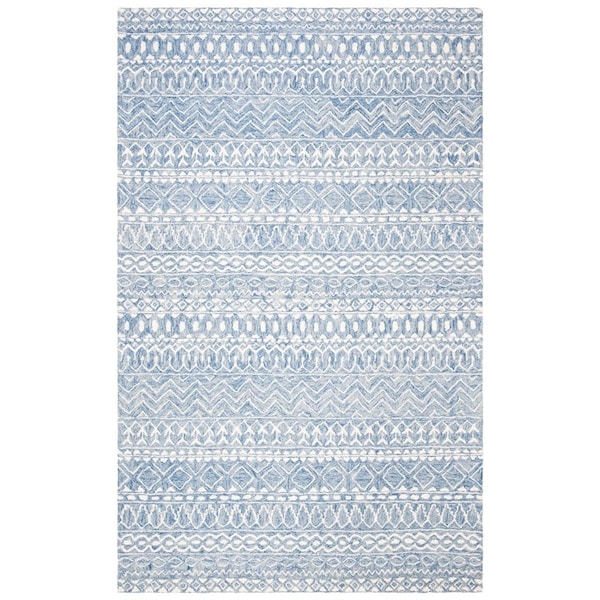 Safavieh Micro-Loop Hand Tufted Large Rectangle Area Rug, Blue & Ivory - 9 x 12 ft. MLP502M-9 - main